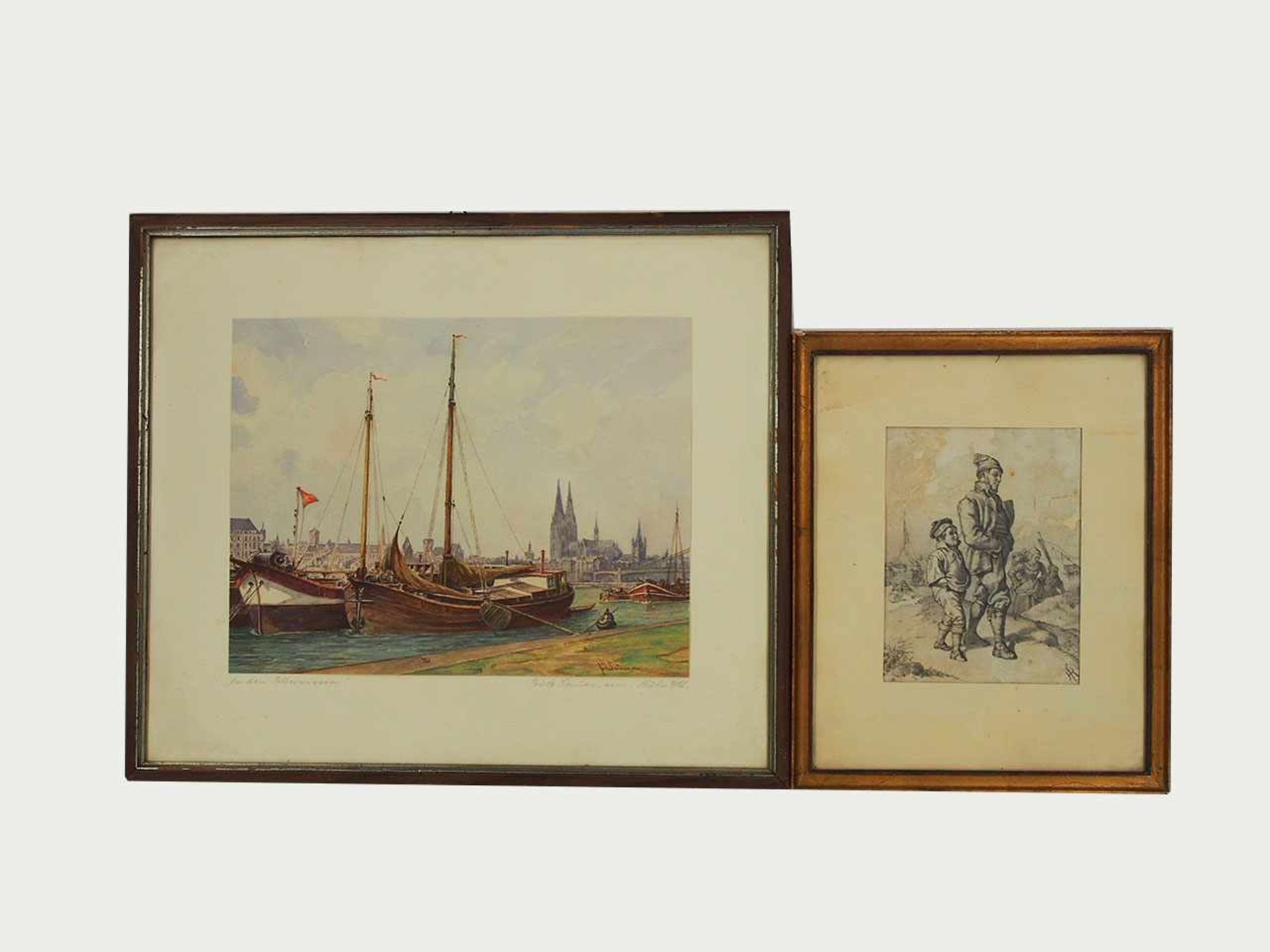 SAUER, Fritz1917-1957An den Poller WiesenAquarell, signiert unten rechts, betitelt unten links, 27 x