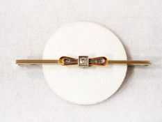 Brosche585er Weissgold, Rosegold, Brillant (ca. 0,1 ct), Brillantsplitter, Deutsch, um 1950, Länge