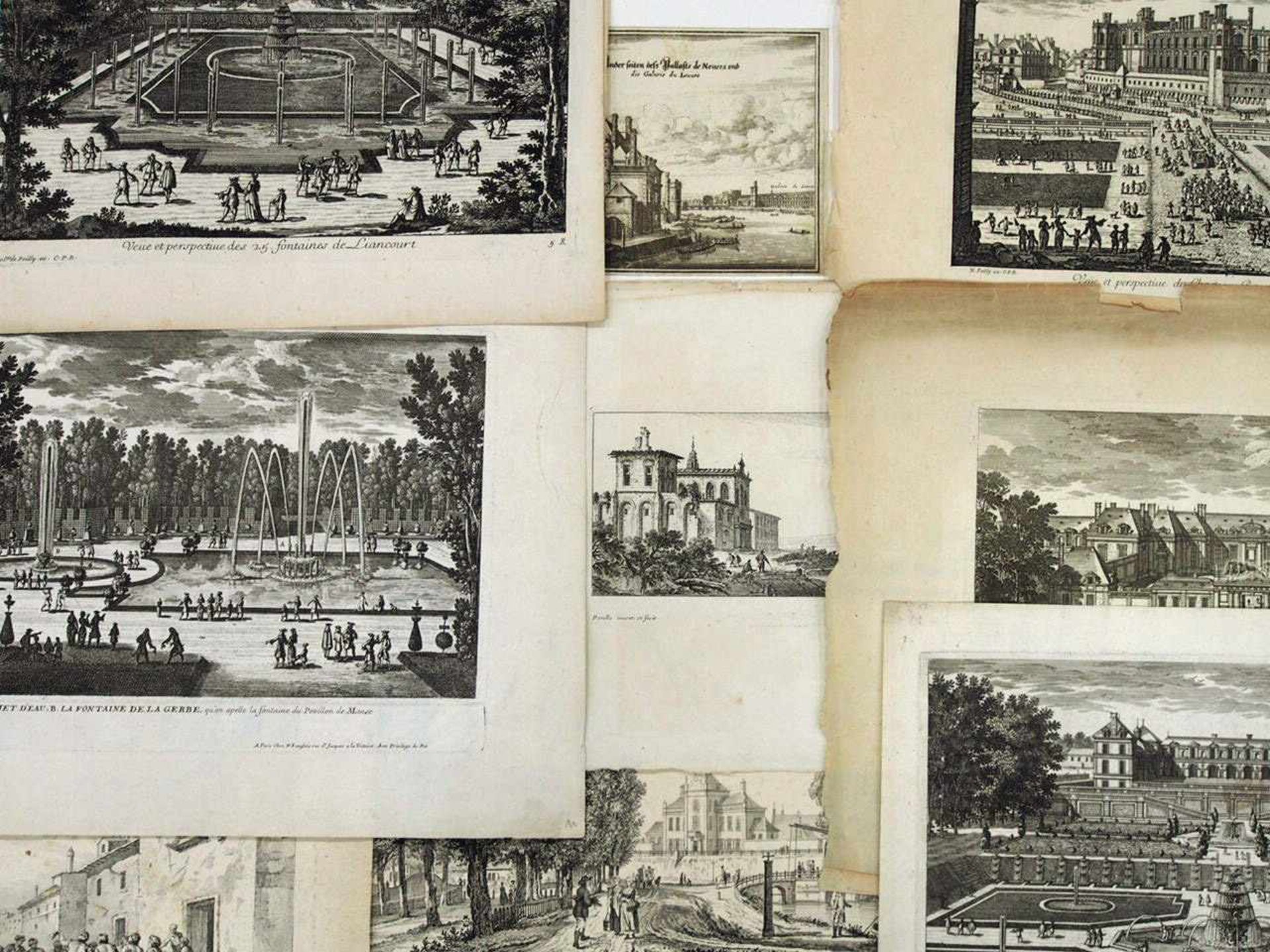 Konvolut Graphik "Stadt- und Schlossansichten" 18. Jahrhundertverschiedene Techniken, bis zu 44 x 56 - Bild 2 aus 2