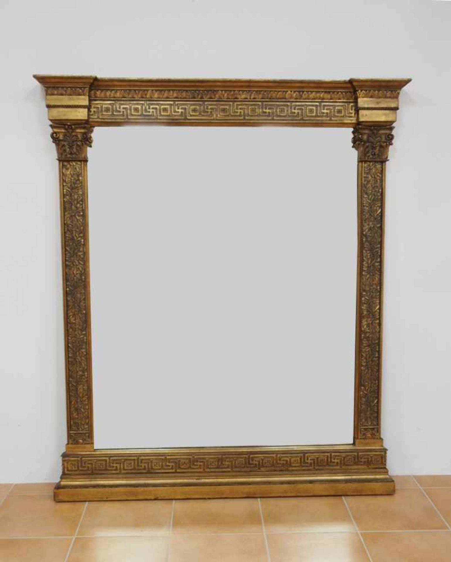 SpiegelDeutsch, 19. Jh., Holz, geschnitzt, stuckiert, vergoldet, 148 x 127 cm- - -25.00 % buyer's