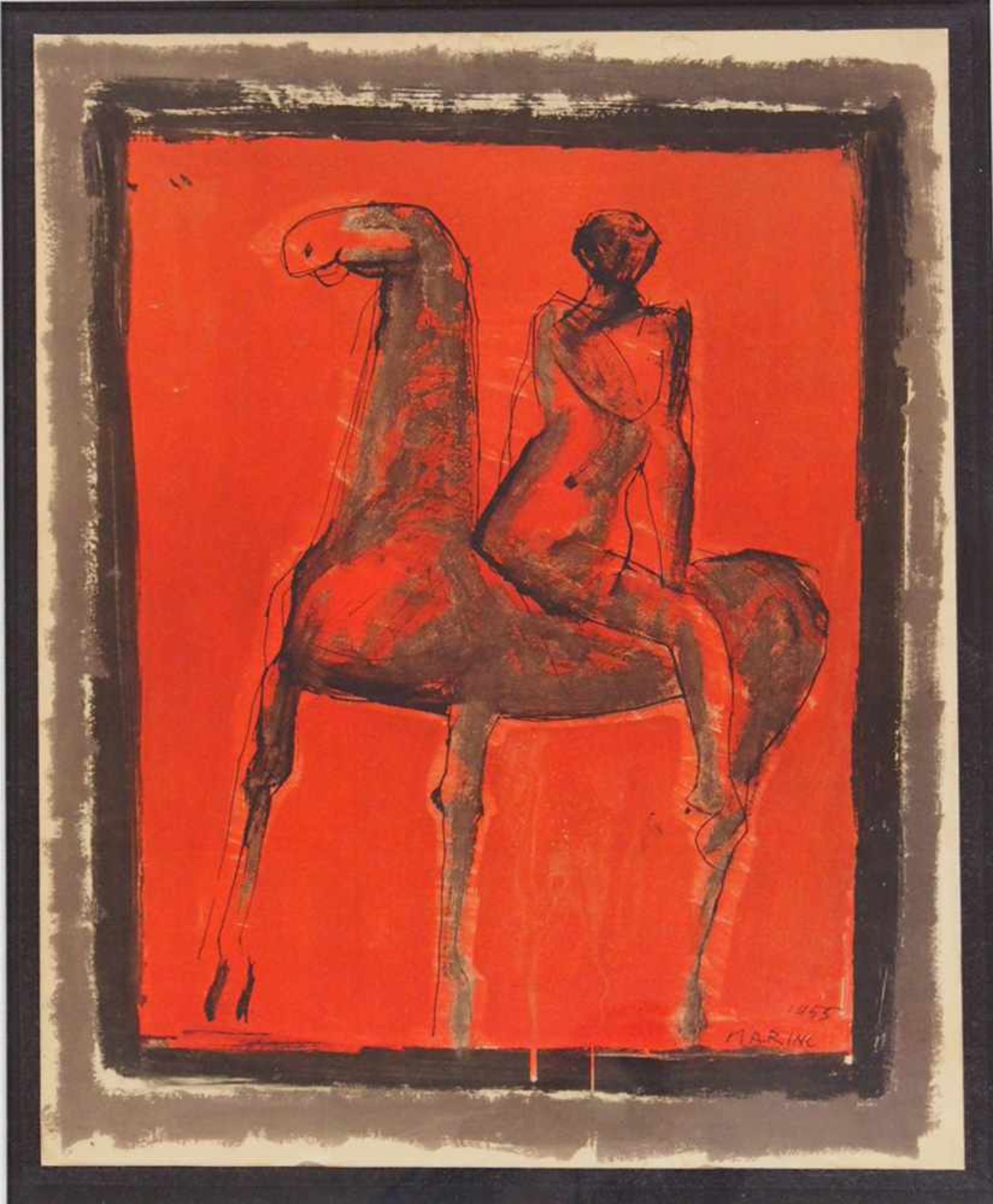 MARINI, Marino1901-1980ReiterFarblithographie auf Karton, 1955, 57 x 45 cm, gerahmt unter Glas und