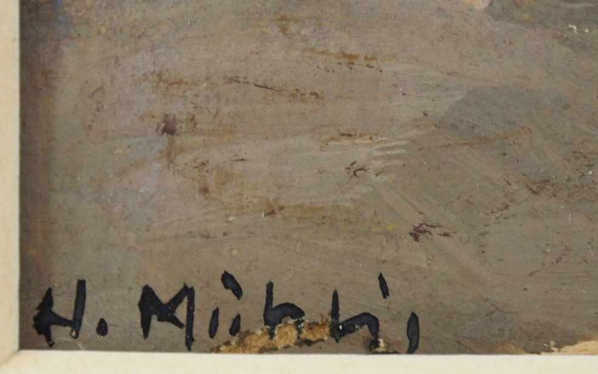 MÜHLIG, Hugo1854-1929Besuch auf dem BauernhofGouache, signiert unten links, 12 x 19 cm, Rahmen- - - - Image 3 of 3