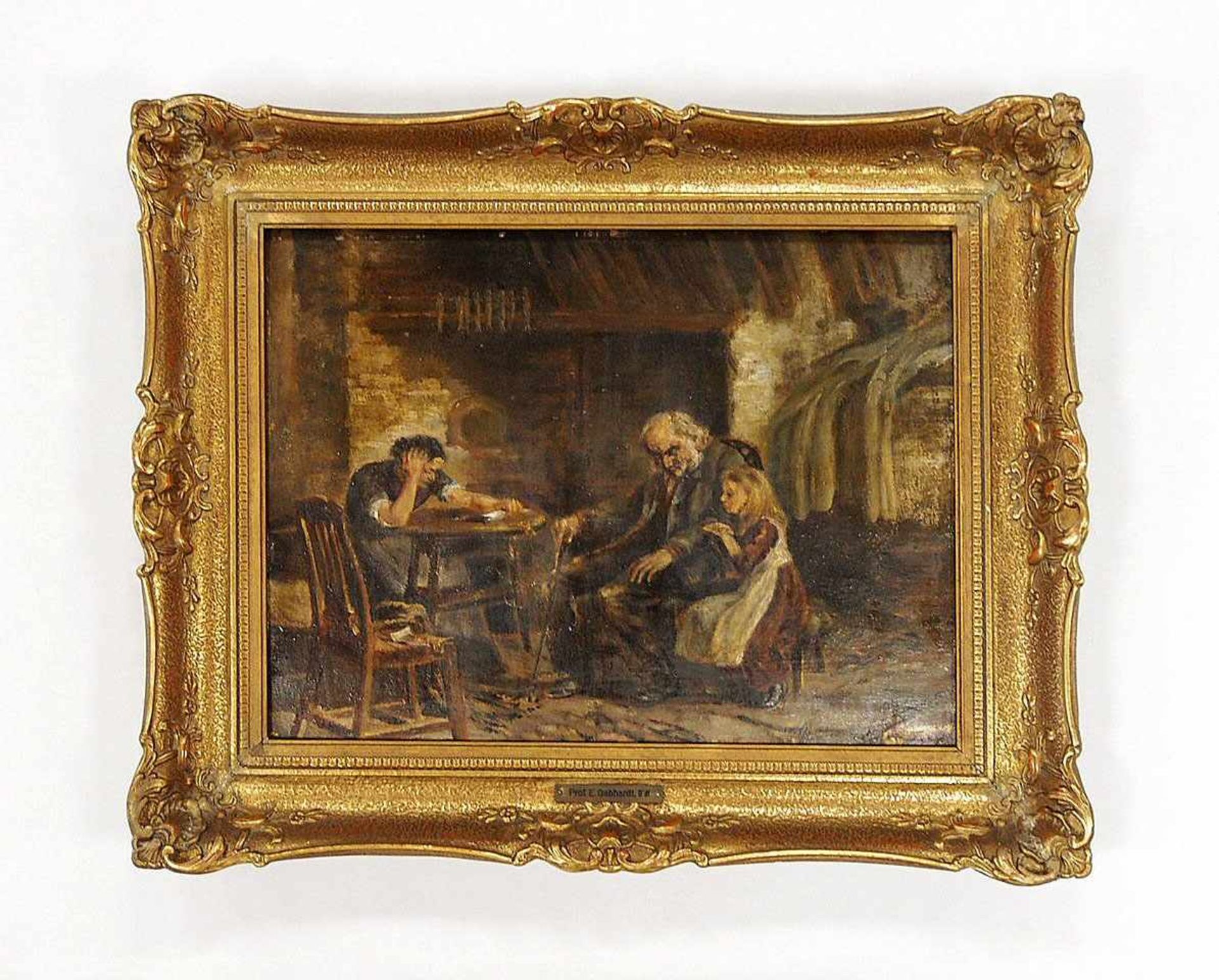 GEBHARDT, Eduard von1838-1925Am TischÖl auf Holz, Restsignatur unten rechts, 28,5 x 38 cm, Rahmen- - - Image 2 of 2