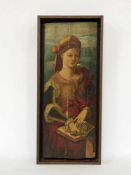 DEUTSCHER MEISTER16. Jh.Heilige mit Schwert und BuchÖl auf Holz, aufgezogen auf Platte, 47 x 19
