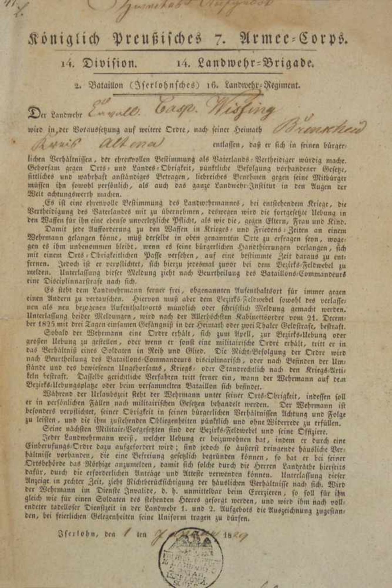Drei preussische UrkundenEntlassung, Aufforderung und Auszeichnung, dat. 1829, 1836 und 1872, bis zu - Bild 4 aus 4