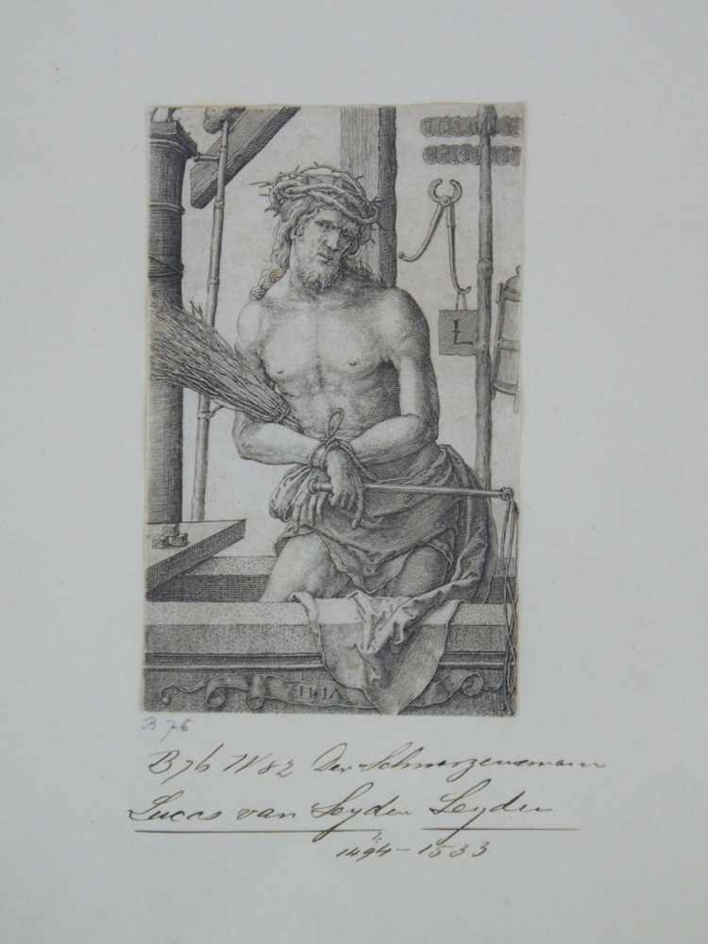 LEYDEN, Lucas van1494-1533SchmerzensmannKupferstich, 12 x 7,3 cm, gerahmt unter Glas- - -25.00 %