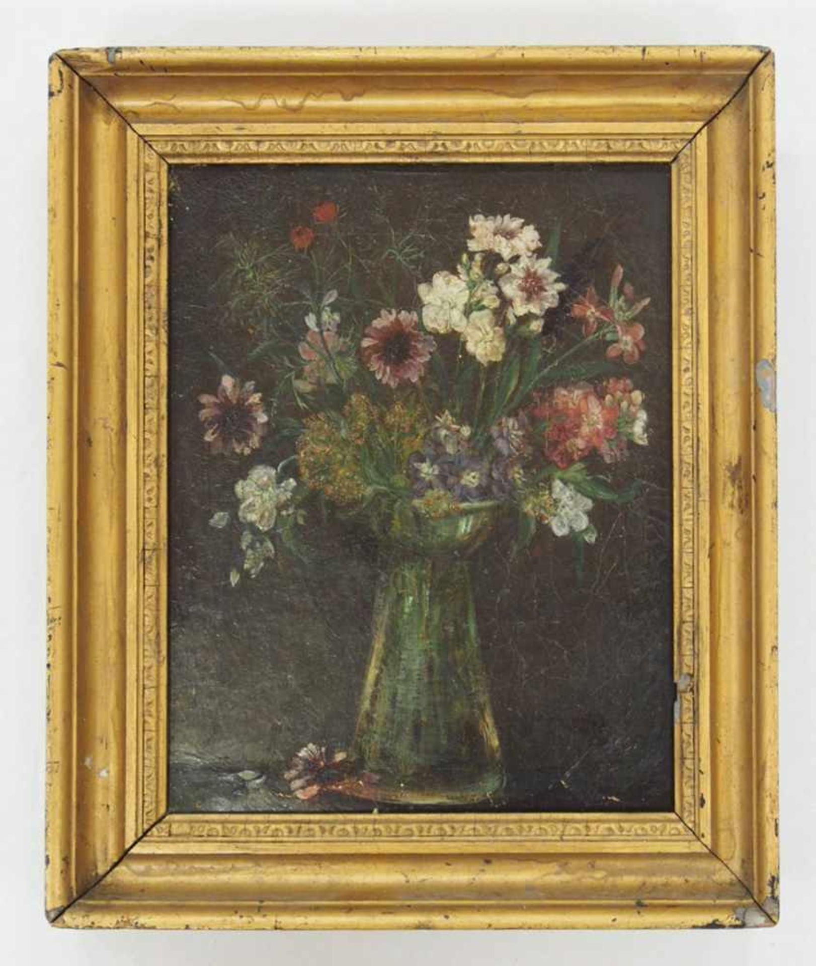 DEUTSCHER MEISTER19. Jh.BlumenstillebenÖl auf Leinwand, 27 x 23 cm, Rahmen- - -25.00 % buyer's