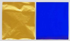 KLEIN, Yves1928-1962Ohne Titel Monochrome blaue Originalserigraphie und goldfarbenes Blatt, 28,5 x