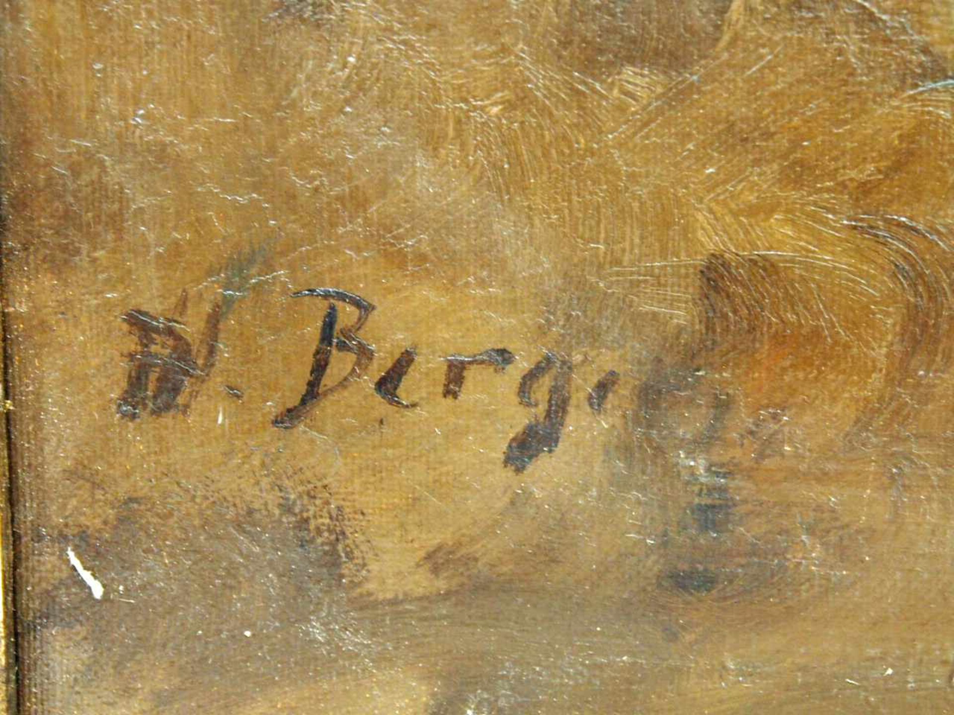 BERGER, W.tätig um 1900Dorfstraße im WinterÖl auf Leinwand, signiert unten links, 59 x 49 cm, - Image 3 of 3