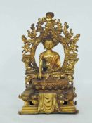 Thronender BuddhaBronze, vergoldet, Tibet 18. / 19. Jahrhundert, Höhe 29 cm- - -25.00 % buyer's
