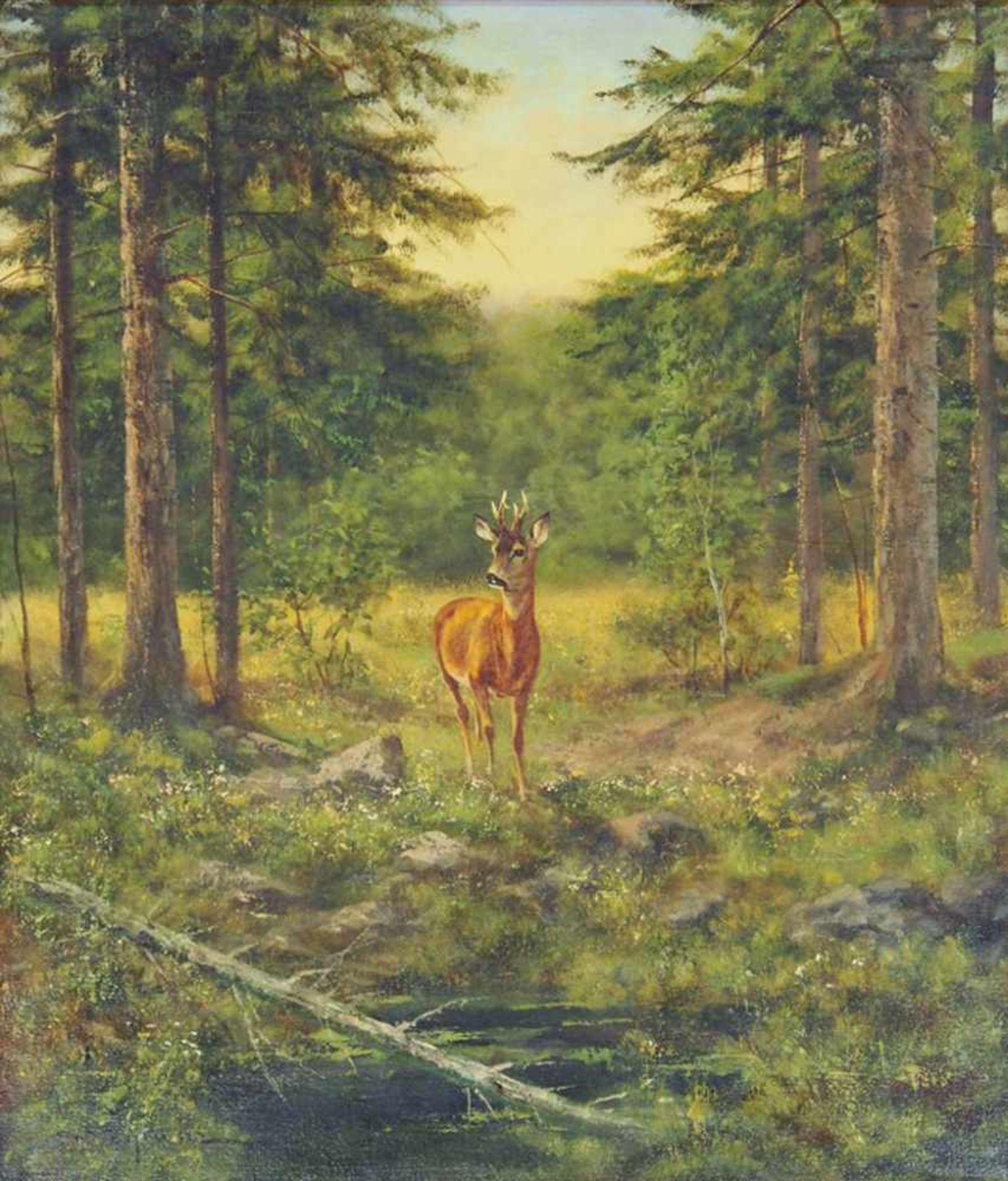 MAJEWICZ, George1897-1973Rehbock im WaldÖl auf Leinwand, signiert unten links, 68,5 x 58 cm, Rahmen-