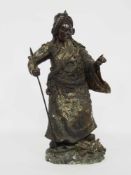 Gottheit auf DracheBronze, reste von Vergoldung, Höhe 47 cm, China 19. Jahrhundert- - -25.00 %