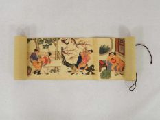 Bilderolle mit 10 erotischen SzenenAquarell auf Papier, China 19. Jahrhundert, 15 x 135 cm- - -25.00