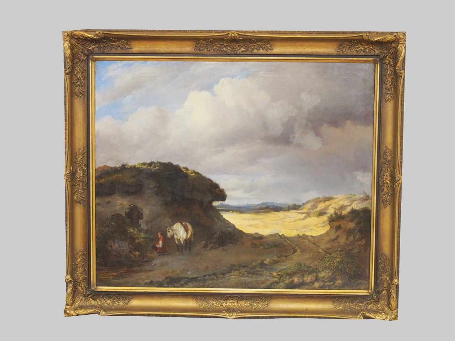 TAVENRAAT, Johannes1809-1881Stilles Gedenken in einer DünenlandschaftÖl auf Leinwand, signiert und - Image 2 of 2