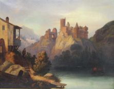 ACHENBACH, Andreas1815-1910Flusslandschaft mit Burgbezeichnet, Öl auf Leinwand, bezeichnet und