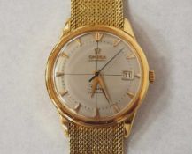 Herrenarmbanduhr Omega Automatic Calendar750er Gelbgold, um 1950-1960, Werk funktionstüchtig- - -