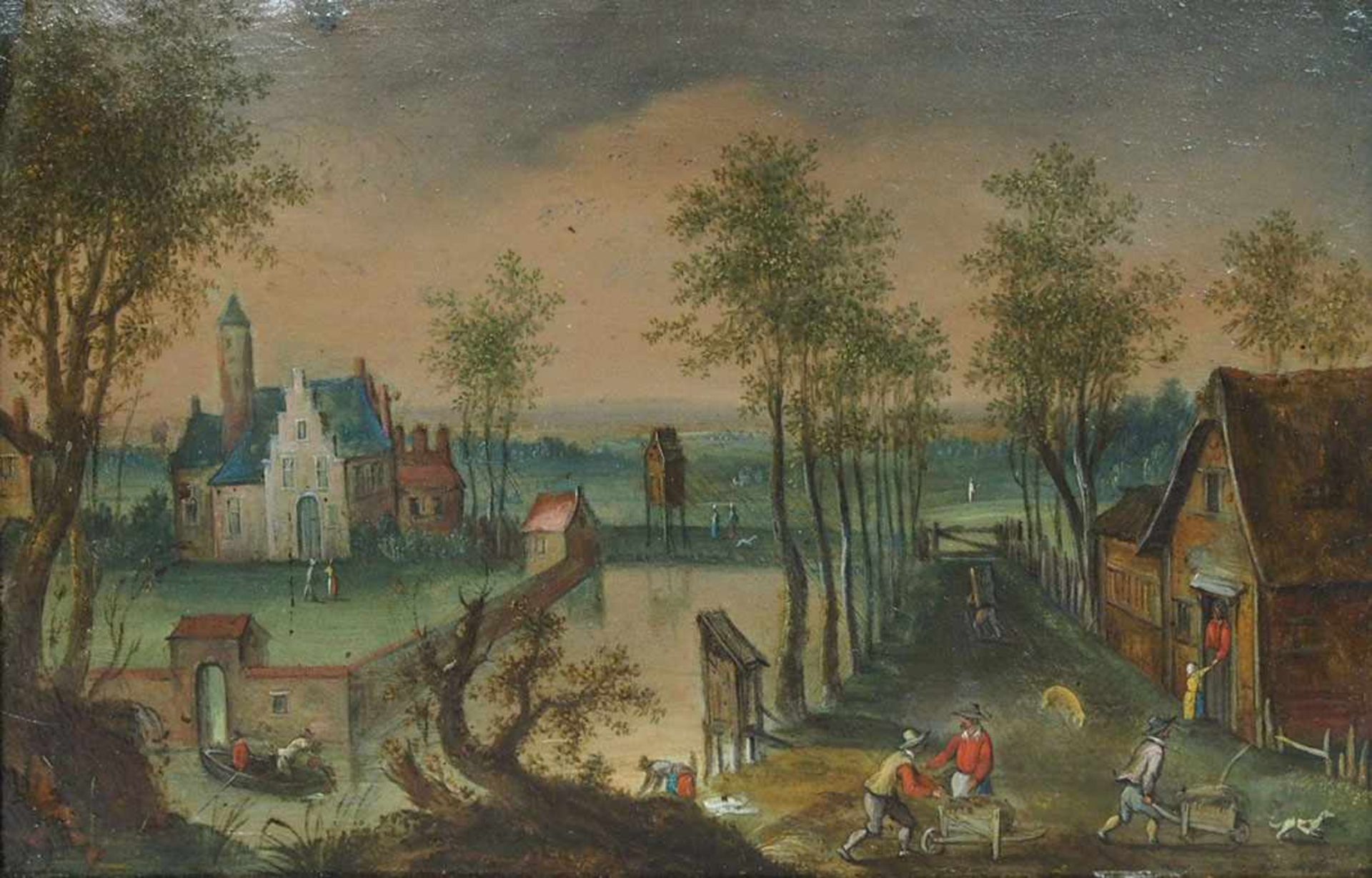 GEYSELS, Pieter1621-1690Landschaft mit WasserschlossÖl auf Kupfer, 13 x 19 cm, Rahmen- - -25.00 %