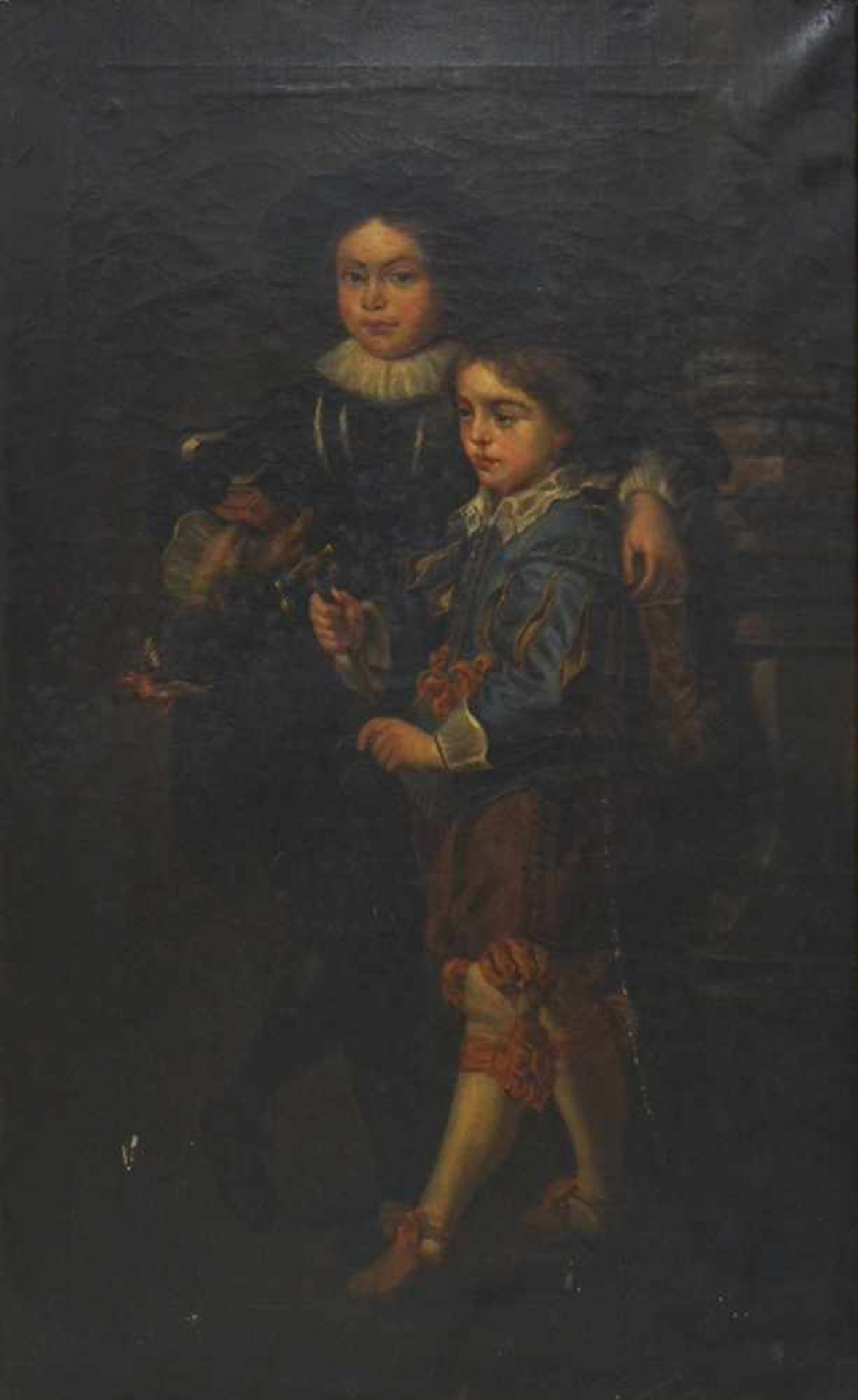 FLÄMISCHER MEISTER17. Jh.Porträt zweier höfischer KinderÖl auf Leinwand, 90 x 55 cm, Rahmen, verso