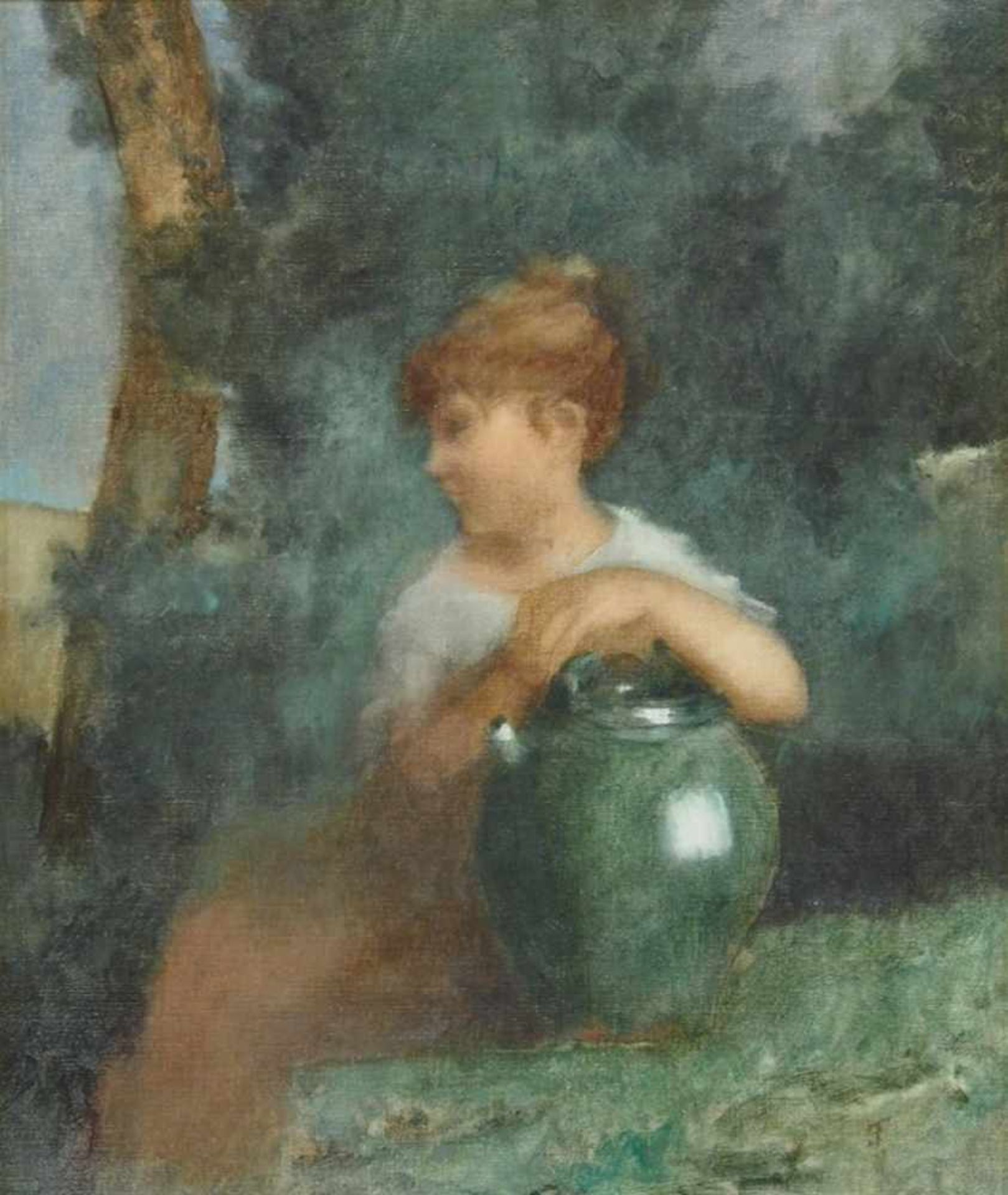 FERRY, Jules Jean1844-?Junge Frau mit WasserkrugÖl auf Leinwand, monogrammiert unten rechts, 53 x 44