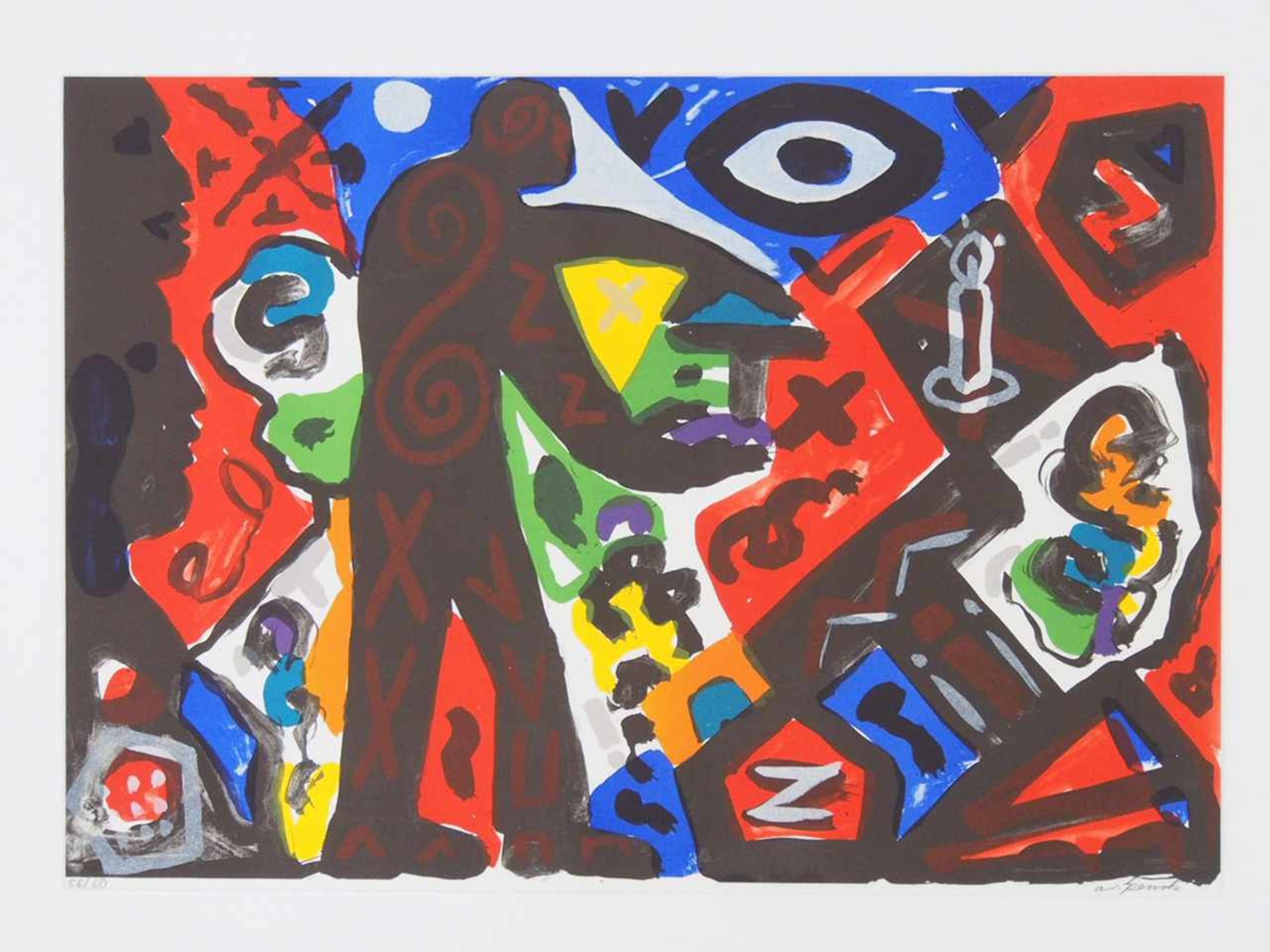 PENCK, A.R.1939-2017SpielerFarblithographie, signiert unten rechts, nummeriert 56/60 unten links, 55