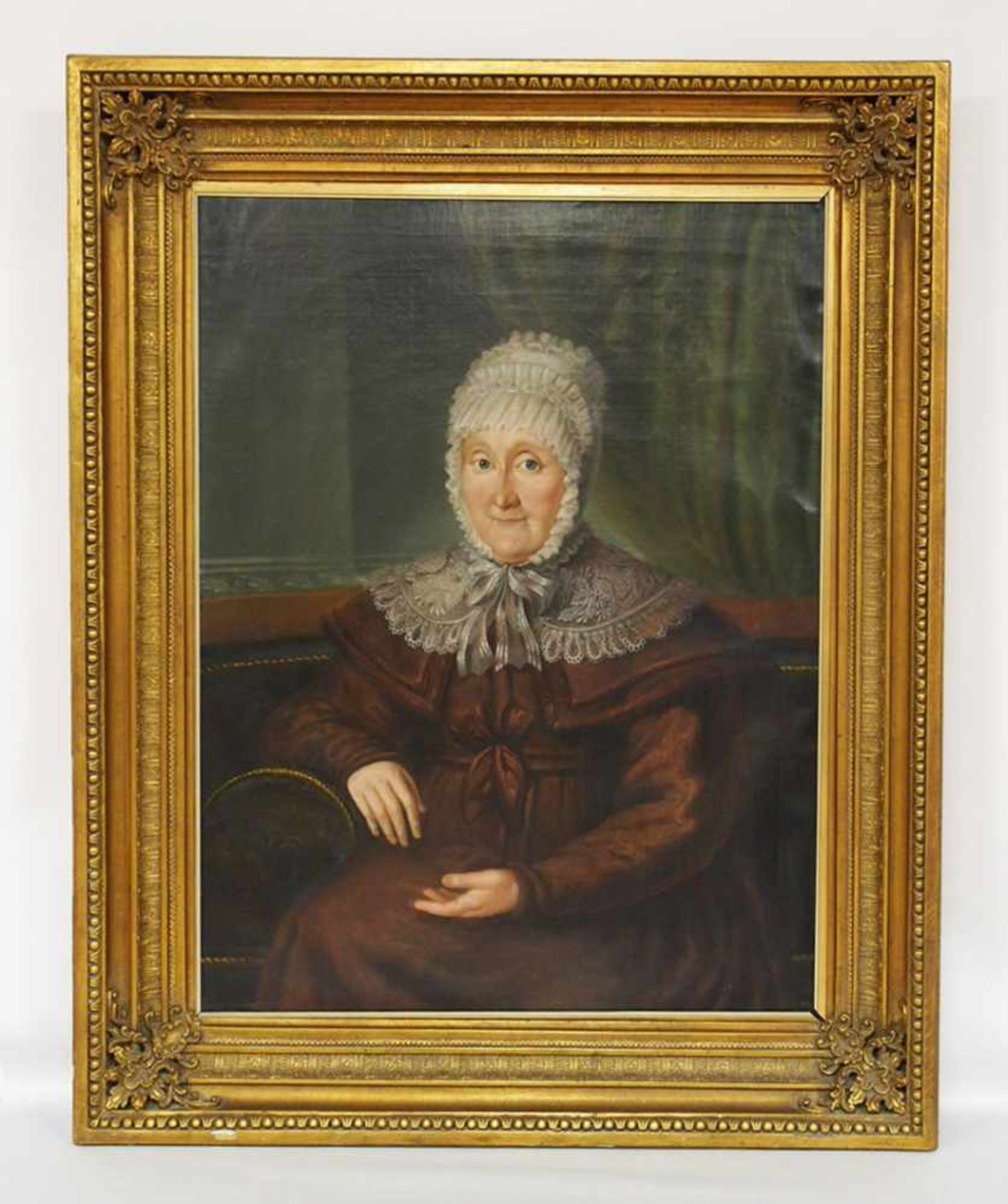 DEUTSCHER MEISTERum 1820Porträt der Wilhelmine Eleonore Gruner, geb. BaumeisterÖl auf Leinwand, 90 x - Image 2 of 2