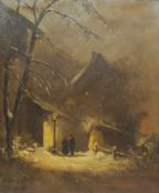 BERGER, W.tätig um 1900Dorfstraße im WinterÖl auf Leinwand, signiert unten links, 59 x 49 cm,