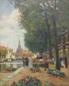 HERMANNS, Heinrich1862-1942Blumenmarkt in AmsterdamÖl auf Leinwand, signiert unten rechts, 48 x 38