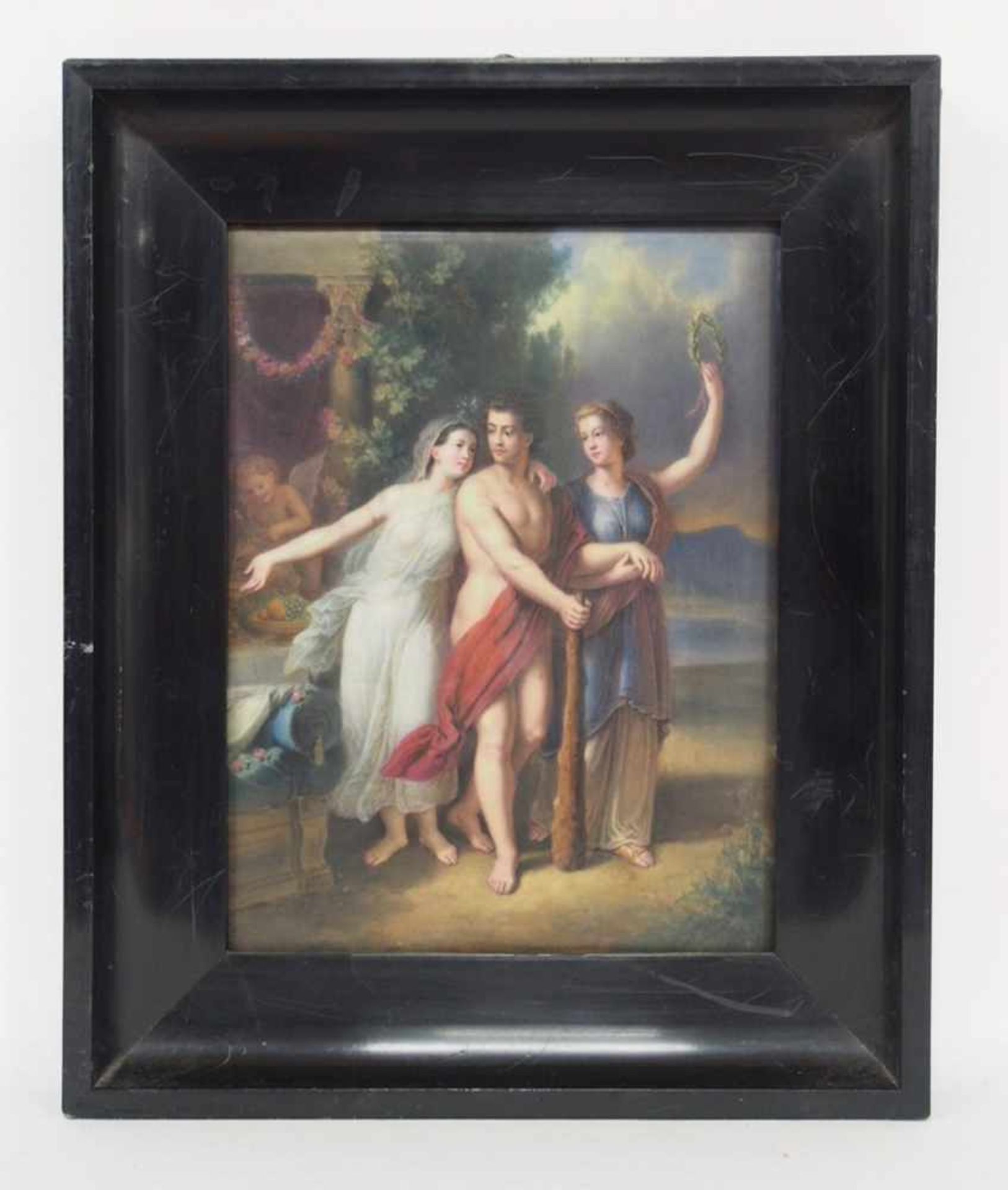 DEUTSCHER MEISTER19. Jh.Herkules am ScheidewegPorzellanbild, 30 x 23 cm, Rahmen- - -25.00 % buyer' - Bild 2 aus 2