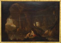 CUYLENBORCH, Abraham van1620-1658Grottenlandschaft mit Diana und ihrem Gefolge beim BadenÖl auf