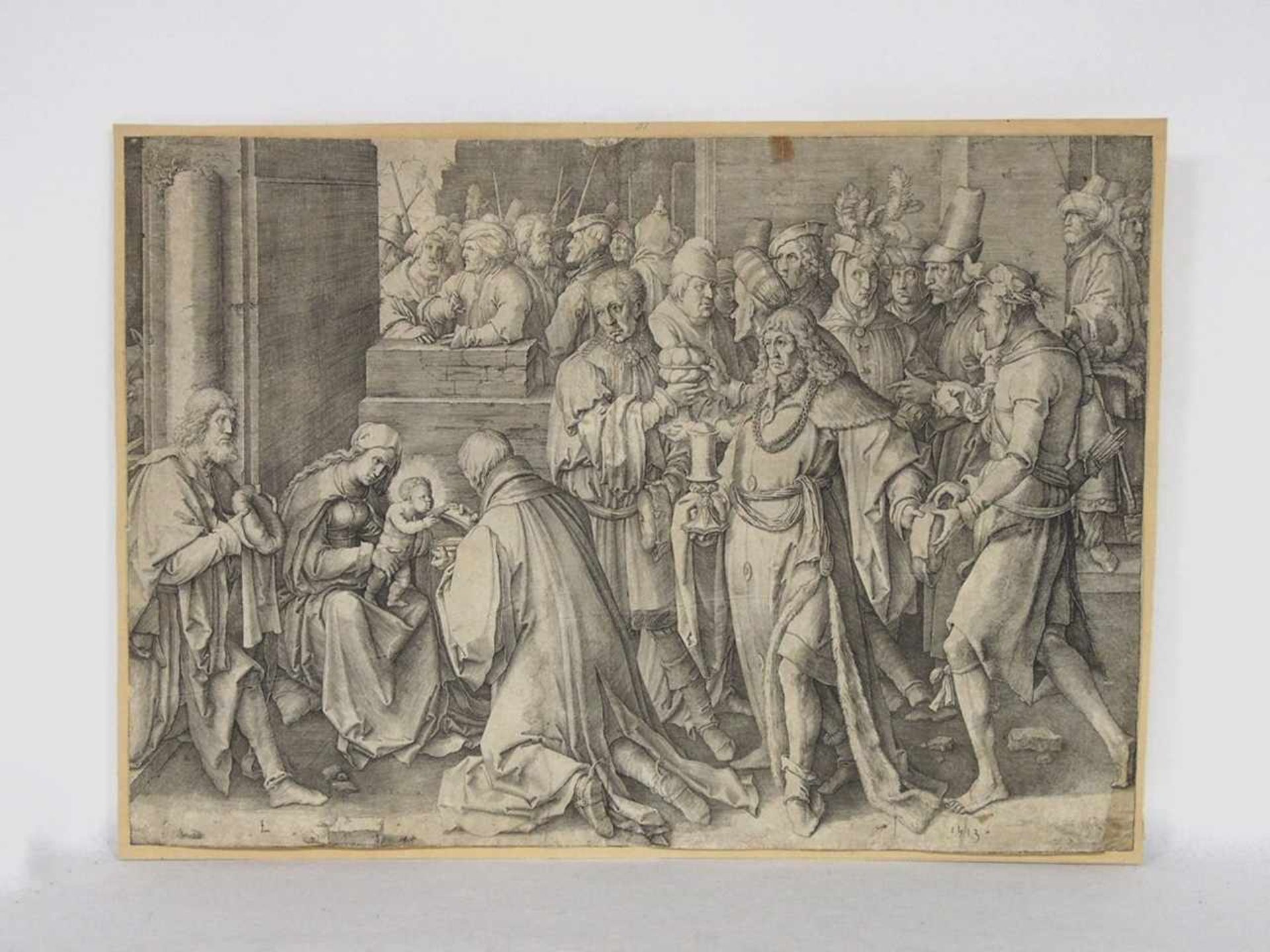 LEYDEN, Lucas van1494-1533AnbetungKupferstich, 1513, 30 x 43,5 cm, auf Papier montiert (