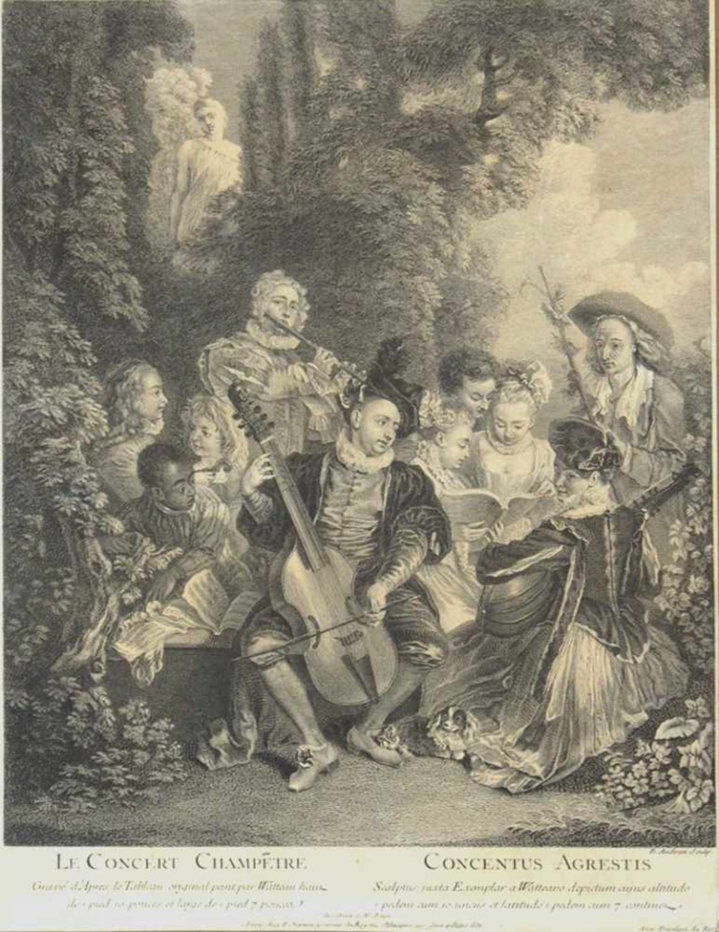 BENOIT, Audran1698-1772KonzertKupferstich (nach Watteau), 44 x 33 cm, gerahmt unter Glas und