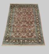 Teppich mit Jagdmotiven, Seide, Kashmir, 340 x 142 cm, Zustand B- - -25.00 % buyer's premium on