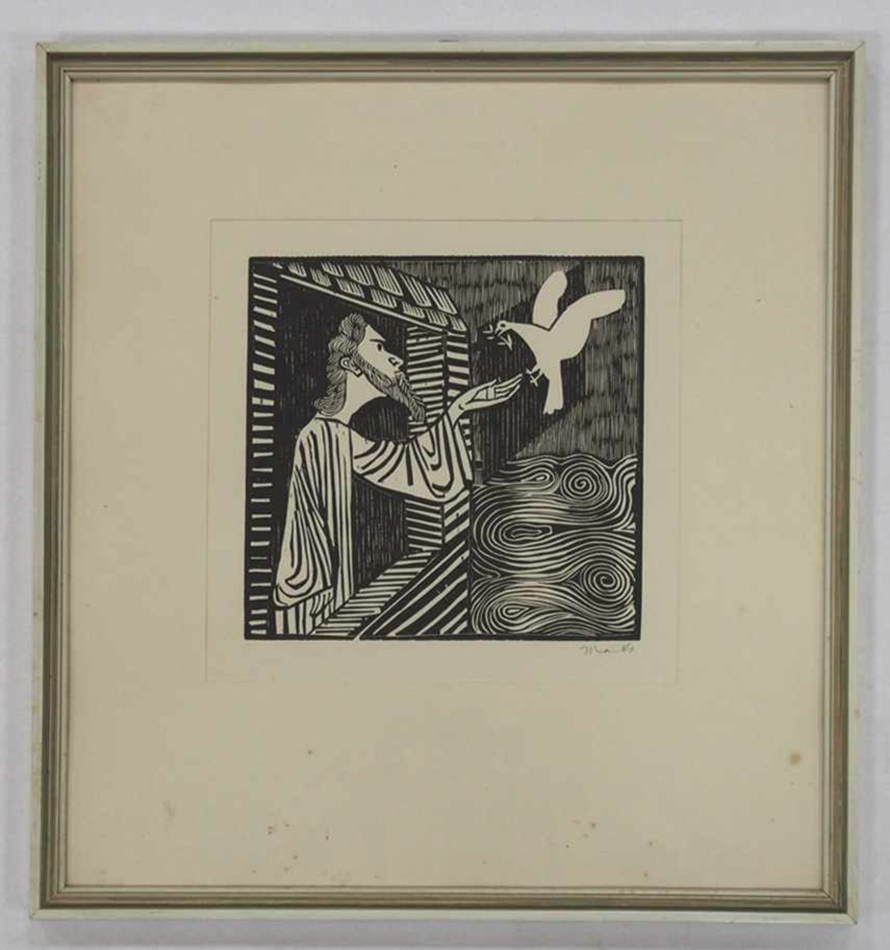 MARCKS, Gerhard1889-1981NoahHolzschnitt, signiert unten rechts, 23,5 x 23,5 cm, gerahmt unter Glas - Bild 2 aus 2