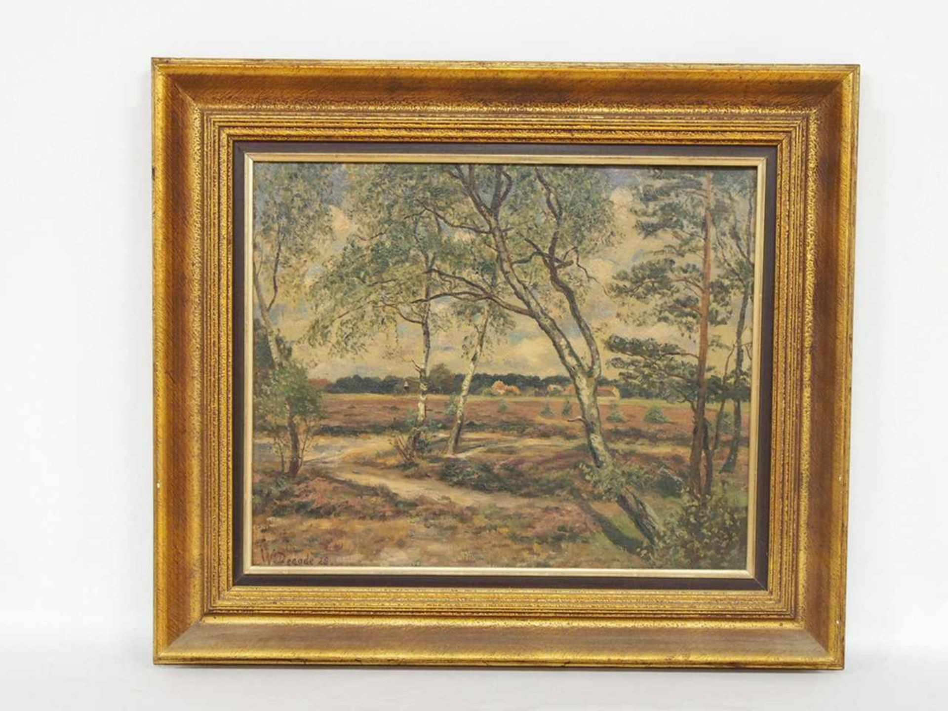 DEGODE, Wilhelm1862-1931Moorlandschaft mit BirkenÖl auf Malplatte, signiert und datiert (19)25 unten - Bild 2 aus 2