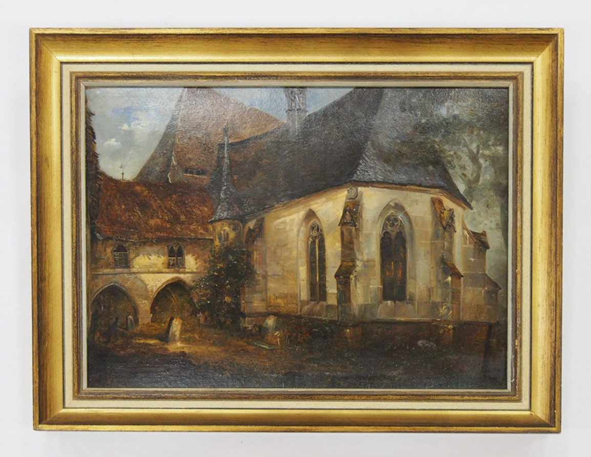 ELSASSER, Julius Albert1814-1859Chor einer gotischen Klosterkapellezugeschrieben, Öl auf - Bild 2 aus 2