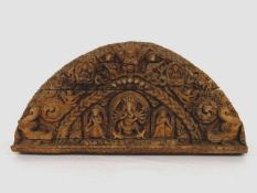 Supraporte "Thronender Ganesha"Holz, geschnitzt, Indien 19. Jahrhundert, 48 x 99 cm- - -25.00 %