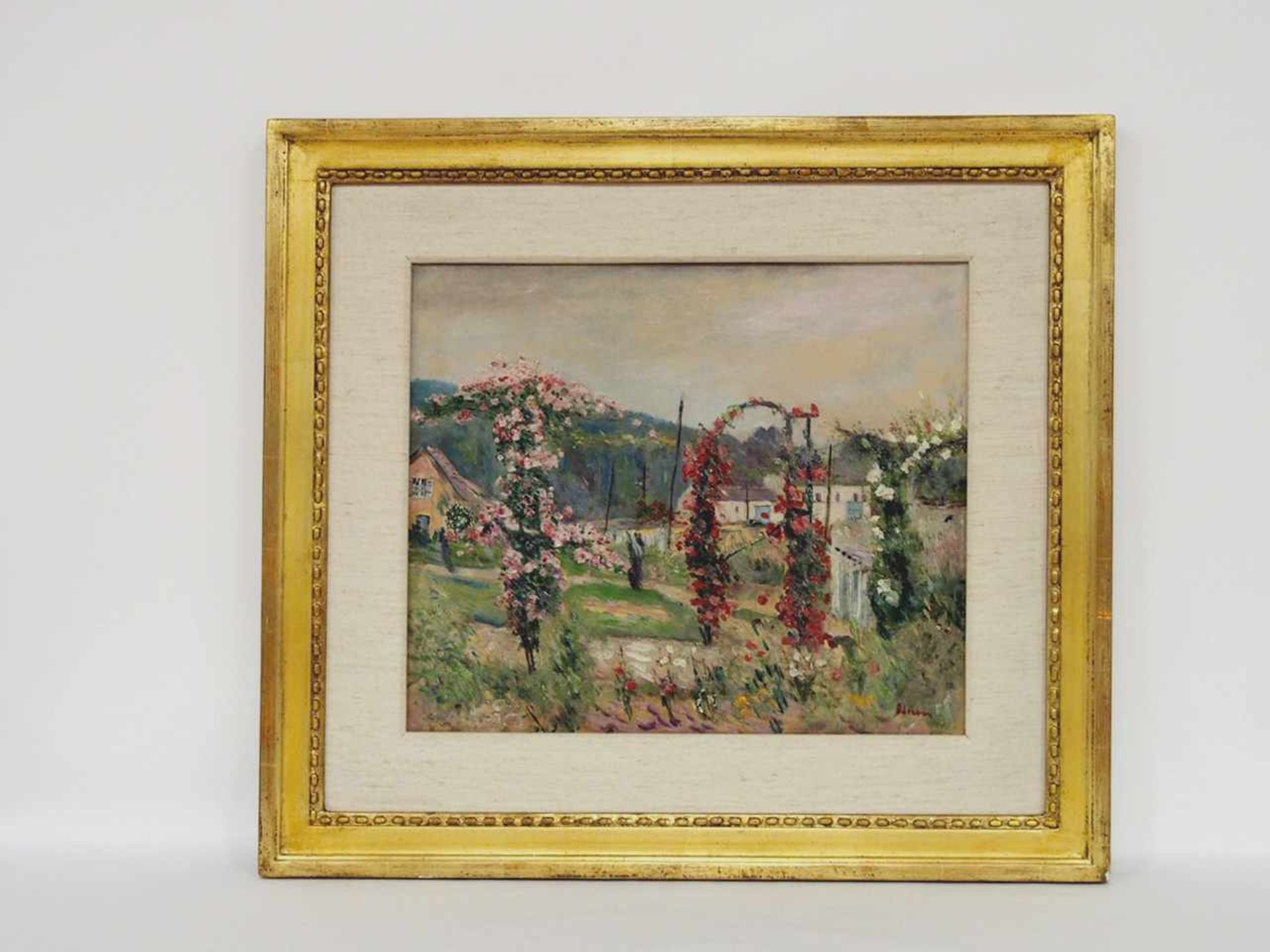 ADRION, Lucien1889-1953Roseraie à bievresÖl auf Leinwand, signiert unten rechts, 37 x 44 cm, - Bild 2 aus 2