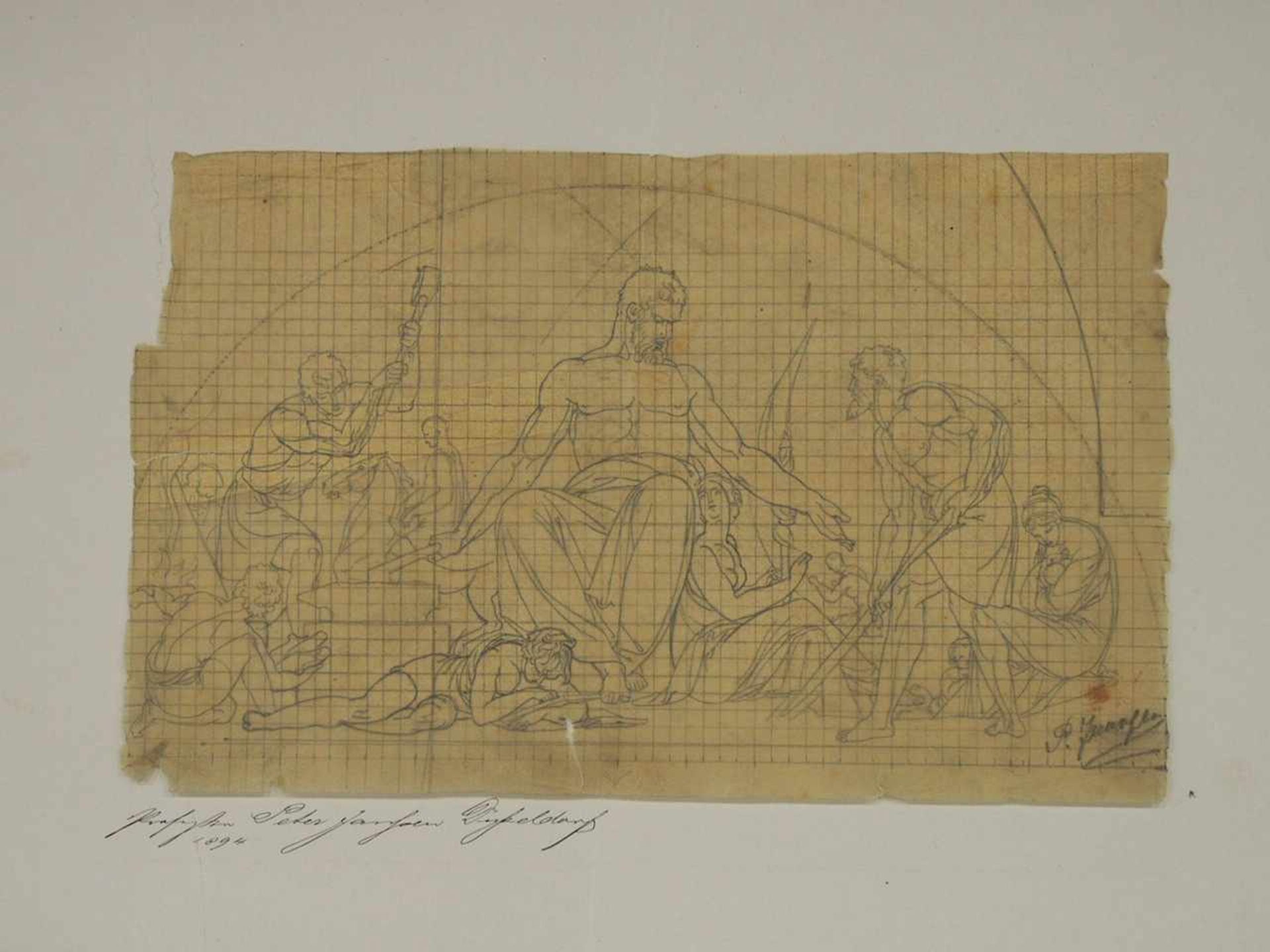 JANSEN, Peter Johann Theodor1844-1908PantheonBleistift auf dünnem Papier, quadriert, signiert
