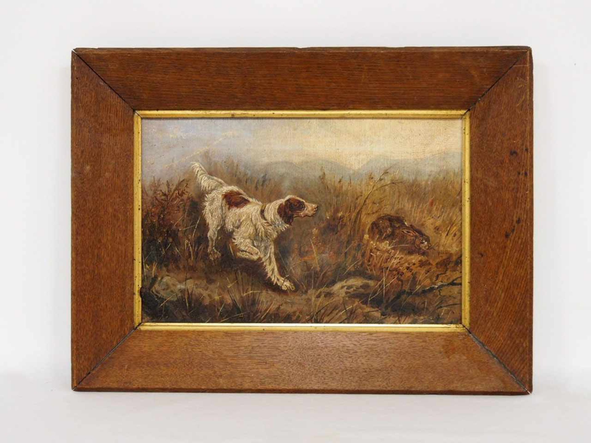 ENGLISCHER MEISTER19. Jh.Setter auf HasenjagdÖl auf Leinwand, 22 x 34 cm, Rahmen- - -25.00 % buyer's - Bild 2 aus 2