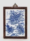 PlattePorzellan, blau-weiß Malerei, China, um 1900, 30 x 22 cm, Rahmen- - -25.00 % buyer's premium