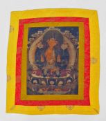 Thangka "Thronender Buddha"Tempera auf Leinen, 48 x 36 cm, Tibet 19. Jahrhundert- - -25.00 % buyer's