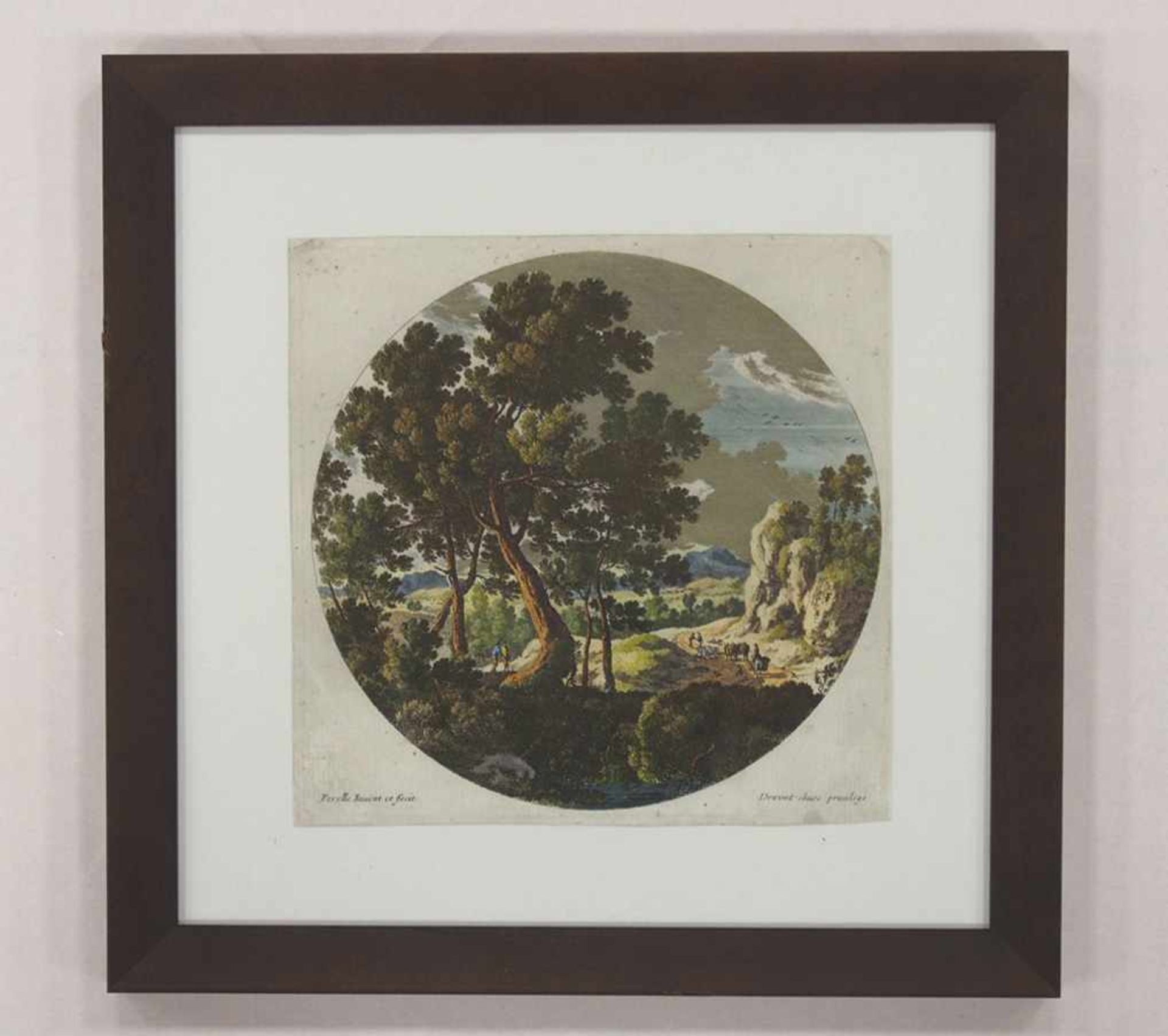 PERELLE, Gabriel1600-1675Arkadische LandschaftRadierung, handkoloriert, 21,3 x 21 cm, gerahmt - Bild 2 aus 2