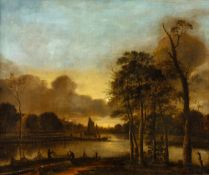 Meerhout, Jan attr.1633 Gorinchem - 1677 Amsterdam. Öl/Lw. Nächtliche Flusslandschaft bei Vollmond