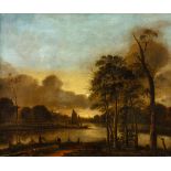 Meerhout, Jan attr.1633 Gorinchem - 1677 Amsterdam. Öl/Lw. Nächtliche Flusslandschaft bei Vollmond