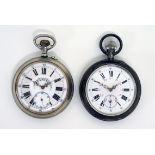 Zwei TaschenuhrenGehäuse jeweils mit rückseitigem Bild. Beide Uhren laufen im Kurzzeittest. (1)