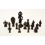 KonvolutBronze. 15 Figuren überwiegend hinduistischer und buddhistischer Gottheiten, u.a. Ganesha,