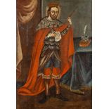 Kirchenmaler18. Jh. Öl/Lw. Ganzfigurenbildnis des Heiligen Ludwig, König Ludwig IX. von Frankreich