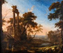 Patel, Pierre Antoine1648 Paris - 1707 ebd. Öl/Lw. Antike Architekturlandschaft mit Rundtempel und