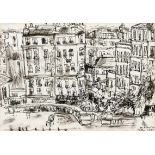 Stadtländer20. Jh. Tuschzeichnung. Partie am Montmartre mit Blick auf die Pariser Häuserzeile und