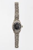 Rolex DamenarmbanduhrOyster Perpetual Datejust Chronometer. WG, 750. Rundes Gehäuse, rhodiumfarbenes